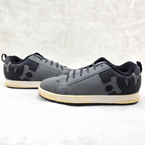 DC Shoes Mens Sz 10 Court Graffik Gray Skater Skateboard Fat Tongue Vintage Y2K - Picture 1 of 13